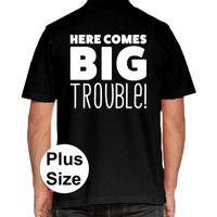 Here comes BIG trouble grote maten poloshirt zwart voor heren - thumbnail