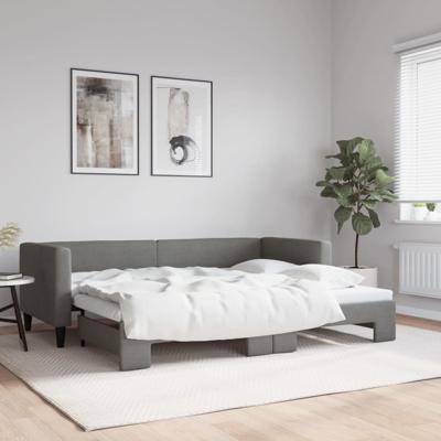 Slaapbank met onderschuifbed 80x200 cm stof donkergrijs