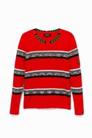 Trui met strepen en stras - RED - XL