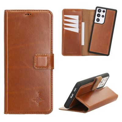 NorthLife - Samsung Galaxy S21 Ultra - Lederen Afneembare 2-in-1 bookcase hoes - Cognac