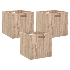 Opberg/kast mand - 3x - lichtbruin - MDF hout - 29L - 31 x 31 x 31 cm