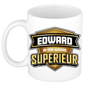 Naam mok Edward - wit - Superieur - keramiek - 300 ml - cadeau collega beker