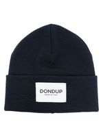 DONDUP bonnet en maille fine à patch logo - Bleu - thumbnail