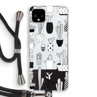 Cactusmotief: Pixel 4 XL Transparant Hoesje met koord