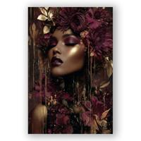 Glasschilderij - Gouden vrouw links - 80 x 120 cm