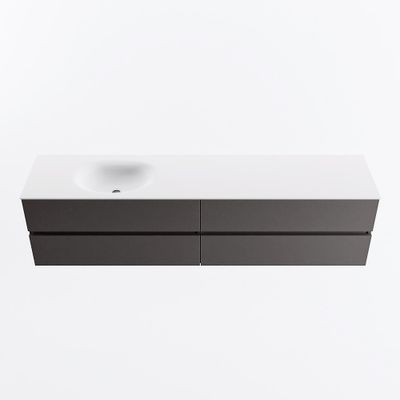 MONDIAZ VICA 200cm badmeubel onderkast Dark Grey 4 lades. Wastafel MOON links 1 kraangat, kleur Talc.