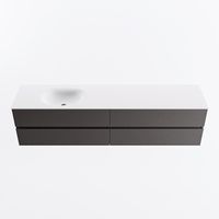 MONDIAZ VICA 200cm badmeubel onderkast Dark Grey 4 lades. Wastafel MOON links 1 kraangat, kleur Talc.