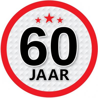 60 jaar leeftijd sticker - rond - Dia 15 cm - 60 jaar verjaardag - jubileum - leeftijd versiering