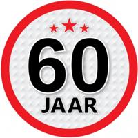 60 jaar leeftijd sticker - rond - Dia 15 cm - 60 jaar verjaardag - jubileum - leeftijd versiering