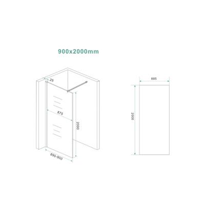 Wiesbaden Inloopdouche Slim Brons Rookglas 90x200 8 mm Nano Coating