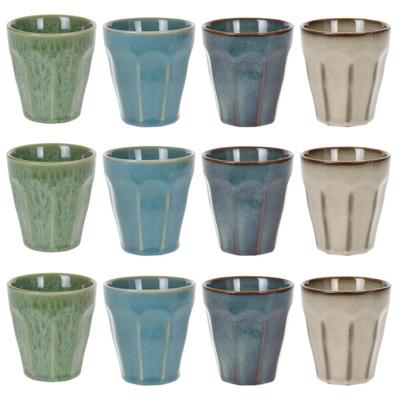 Koffiekopjes - porselein - multi kleuren - set 12x stuks - 250 ml