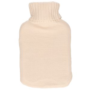 Warmwaterkruik met gebreide hoes - creme wit - 2 liter - heet water kruik