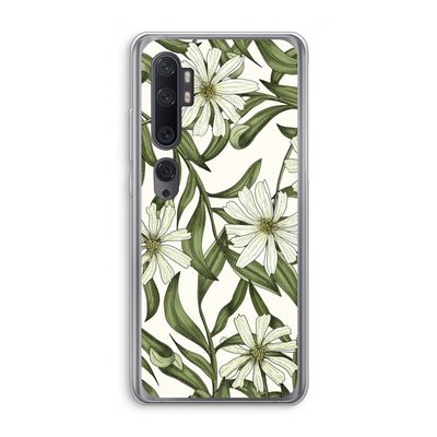 Wit bloemenpatroon: Xiaomi Mi Note 10 Pro Transparant Hoesje