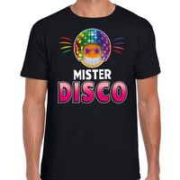 Funny emoticon t-shirt mister disco zwart voor heren - Eigthies party