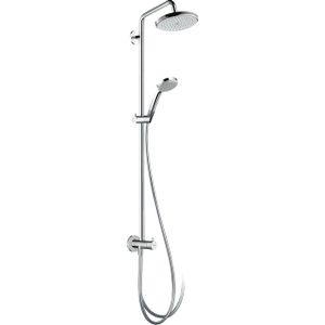 Hansgrohe Croma Showerpipe: zonder kraan voor renovatie met 100 Vario handdouche met 22cm O Croma hoofddouch chroom 27224000