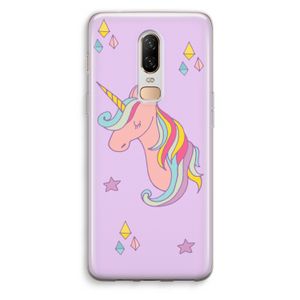 Roze eenhoorn: OnePlus 6 Transparant Hoesje