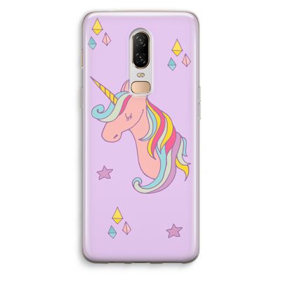 Roze eenhoorn: OnePlus 6 Transparant Hoesje