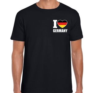 I love Germany t-shirt Duitsland zwart op borst voor heren