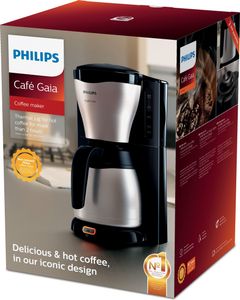 Philips Home Café Gaia HD7548/20 Koffiezetapparaat Zwart, RVS Capaciteit koppen: 15 Met thermoskan