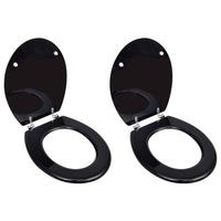 vidaXL Toiletbrillen met deksels 2 st MDF zwart - thumbnail