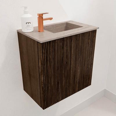 Toiletmeubel Mondiaz Joya Dlux | 40 cm | Meubelkleur Walnut | Faye wastafel Saba Wasbak Rechts | 1 kraangat