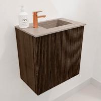 Toiletmeubel Mondiaz Joya Dlux | 40 cm | Meubelkleur Walnut | Faye wastafel Saba Wasbak Rechts | 1 kraangat