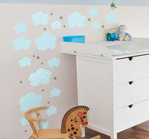 Set van 41 blauwe wolken sterren baby kinderen sticker