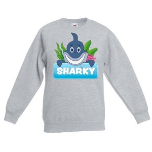 Sweater grijs voor kinderen met Sharky de haai 14-15 jaar (170/176)  -