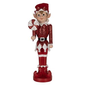 Clayre & Eef Kerstdecoratie Beeld Elf 59 cm Rood Polyresin Rood