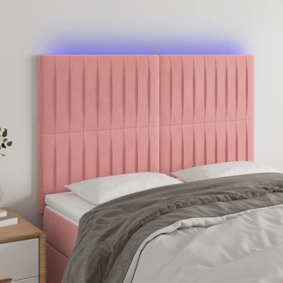 Hoofdbord LED 144x5x118/128 cm fluweel zwart