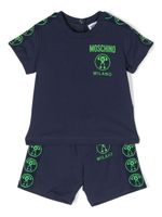 Moschino Kids short en coton stretch à logo imprimé - Bleu