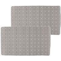 2x stuks badmatten/douchematten anti-slip grijs vierkant patroon 69 x 39 cm - thumbnail