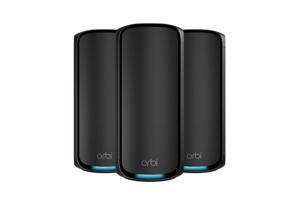 NETGEAR Orbi 970 Series Quad-Band WiFi 7, 3-Pack Quad-band (2.4 GHz / 5 GHz-1 / 5 GHz-2 / 6 GHz) Wi-Fi 6 (802.11ax) Zwart Intern