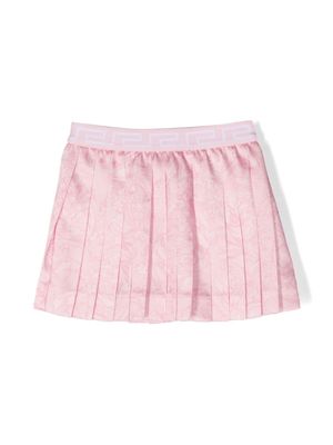 Versace Kids jupe plissée en tulle à taille Greca - Rose