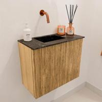 Toiletmeubel Mondiaz Joya Dlux | 50 cm | Meubelkleur Oak | Faye wastafel Lava Wasbak Links | Zonder kraangat(en)