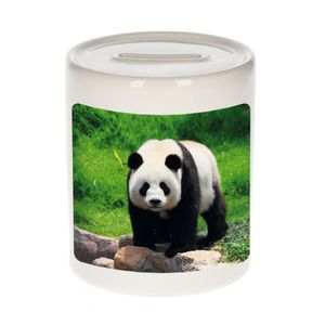 Dieren foto spaarpot grote panda 9 cm - pandaberen spaarpotten jongens en meisjes