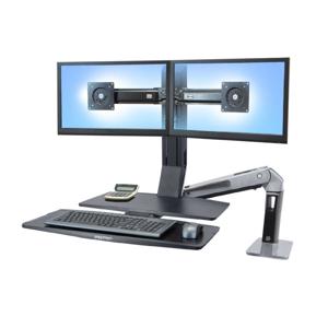 Ergotron WorkFit -A, Dual flat panel bureau steun 55,9 cm (22") Zwart