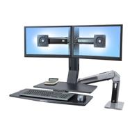 Ergotron WorkFit -A, Dual flat panel bureau steun 55,9 cm (22") Zwart