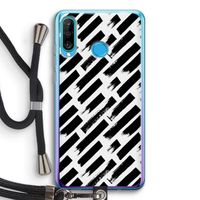 Zwarte vegen: Huawei P30 Lite Transparant Hoesje met koord