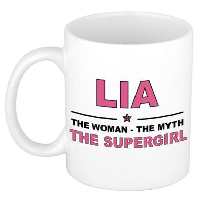 Lia cadeau mok - Woman Myth Supergirl - naam koffiemok - 300 ml - collega - moederdag Lia cadeau mok - Woman Myth Supergirl - naam koffiemok - 300 ml - collega - moederdag