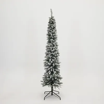 Kunstkerstboom Pencil Pine Snowy 210 cm Hoog Groen Wit Besneeuwd Everlands