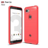 Geborsteld textuur koolstofvezel TPU Case voor Google pixel 3a (rood)