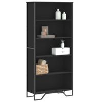 Boekenkast 80x31x169 cm bewerkt hout zwart