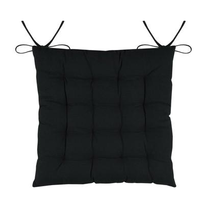 Stof Textile stoelkussens DUO - zwart - 38 x 38 x 3.5 cm - touwtjes sluiting