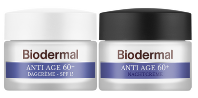 Combiset Biodermal Anti Age 60+ Gezichtsverzorgingsroutine - Dag- en Nachtcrème - 2 stuks