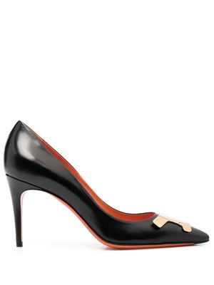 Santoni escarpins en cuir à logo - Noir