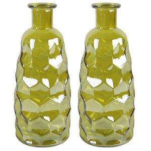 Countryfield Art Deco vaas - geel transparant - glas - D12 x H30 cm - Vazen
