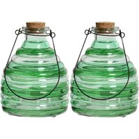 2x wespenvanger/wespenval met hengsel - glas - groen - D13 x H17 cm - thumbnail