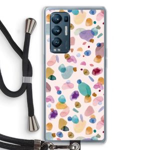 Terrazzo Memphis Pink: Oppo Find X3 Neo Transparant Hoesje met koord