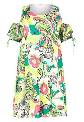 Yoek Jurk off shoulder AMALFI | Groen | Maat 58/60